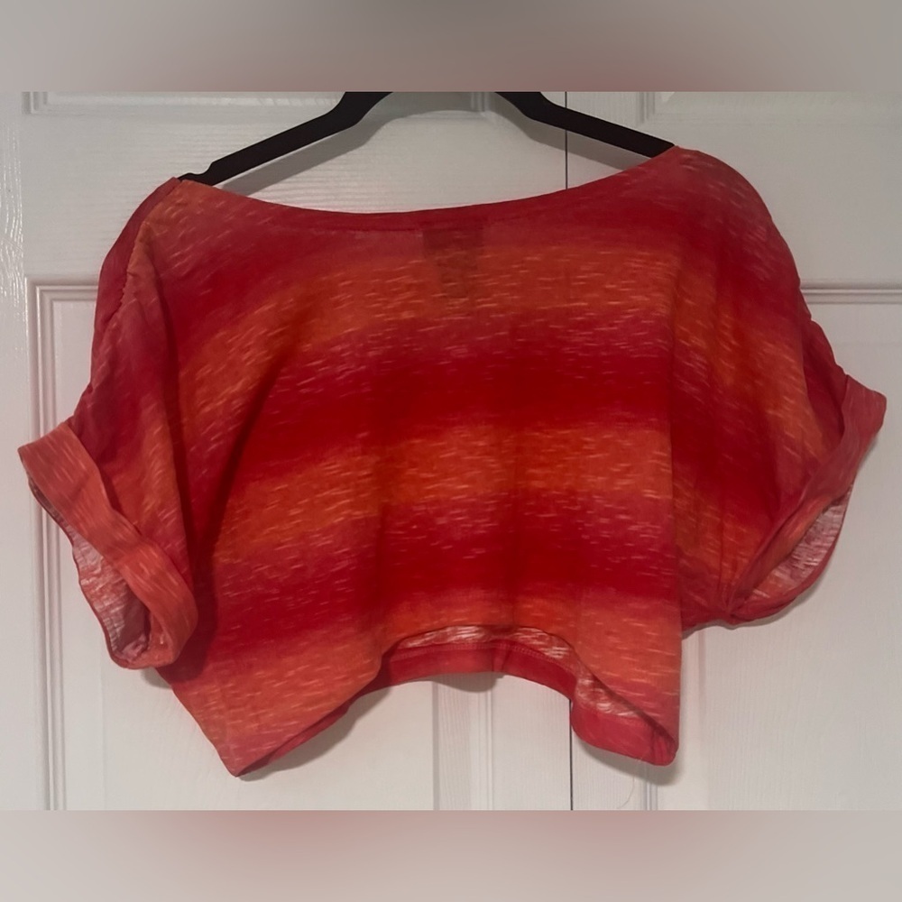 Vintage Y2K Dots Cuffed Short Sleeved Ombre Crop Top - Picture 3 of 3